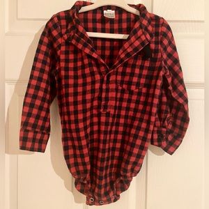 Christmas Boys plaid flannel  up onesie • Holiday onesie • Buffalo Plaid 18 mo